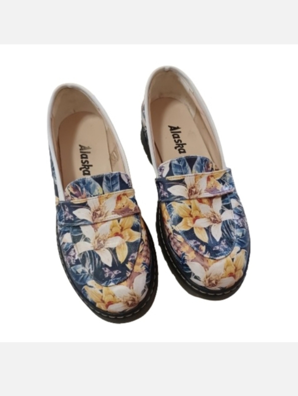 ALASKA Goby Multi Colored Oxford Slip On Mules Mary Janes Floral Women's Shoes